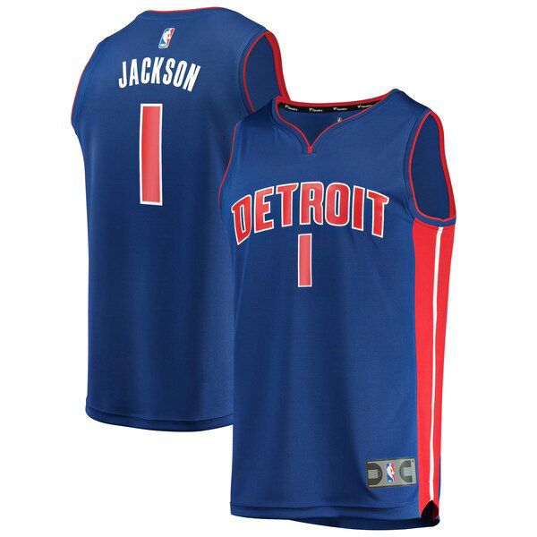 Maillot Detroit Pistons Homme Reggie Jackson 1 Icon Edition Bleu